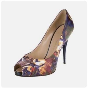 Giuseppe Zanotti Floral Peep Toe Blue Heeled Shoe Size 36